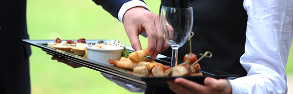 close up view of catering canape with small finger foods